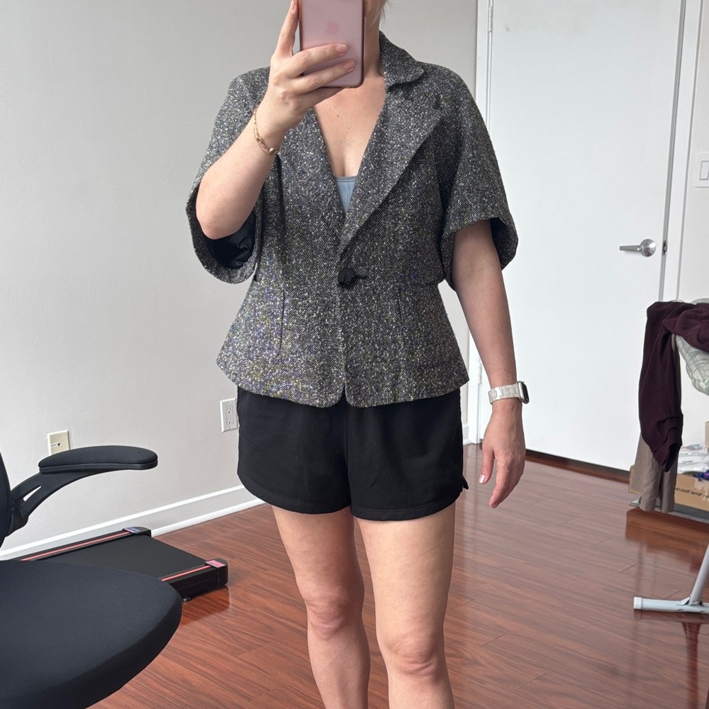 Sandro Paris Gray Tweed Jacket Size S | Structured Blazer Chic Workwear